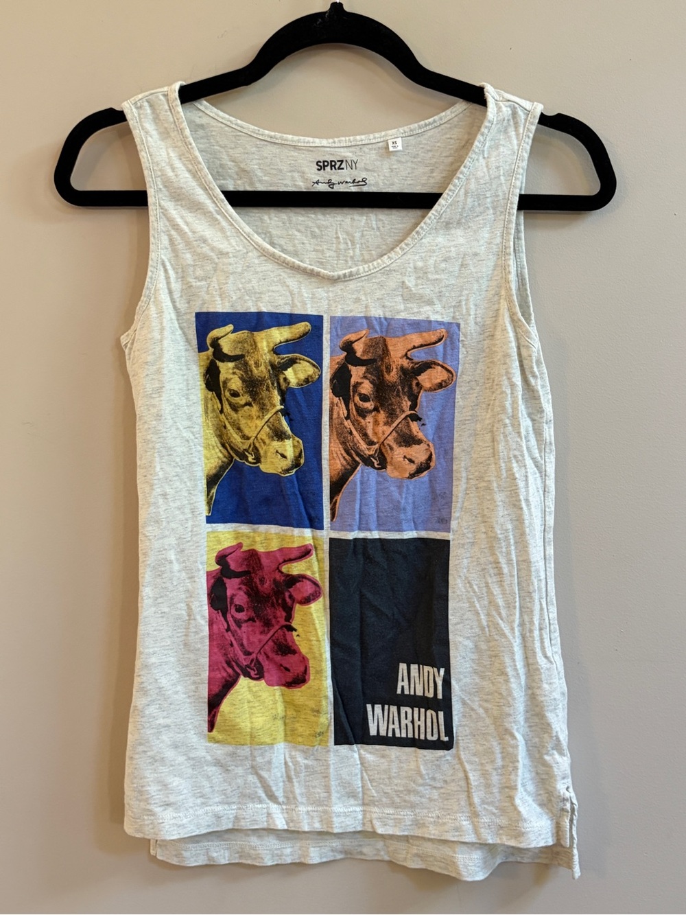Uniqlo SPRZ NY Andy Warhol Multicolor Cow Portrait Pop Art Graphic Tank Top